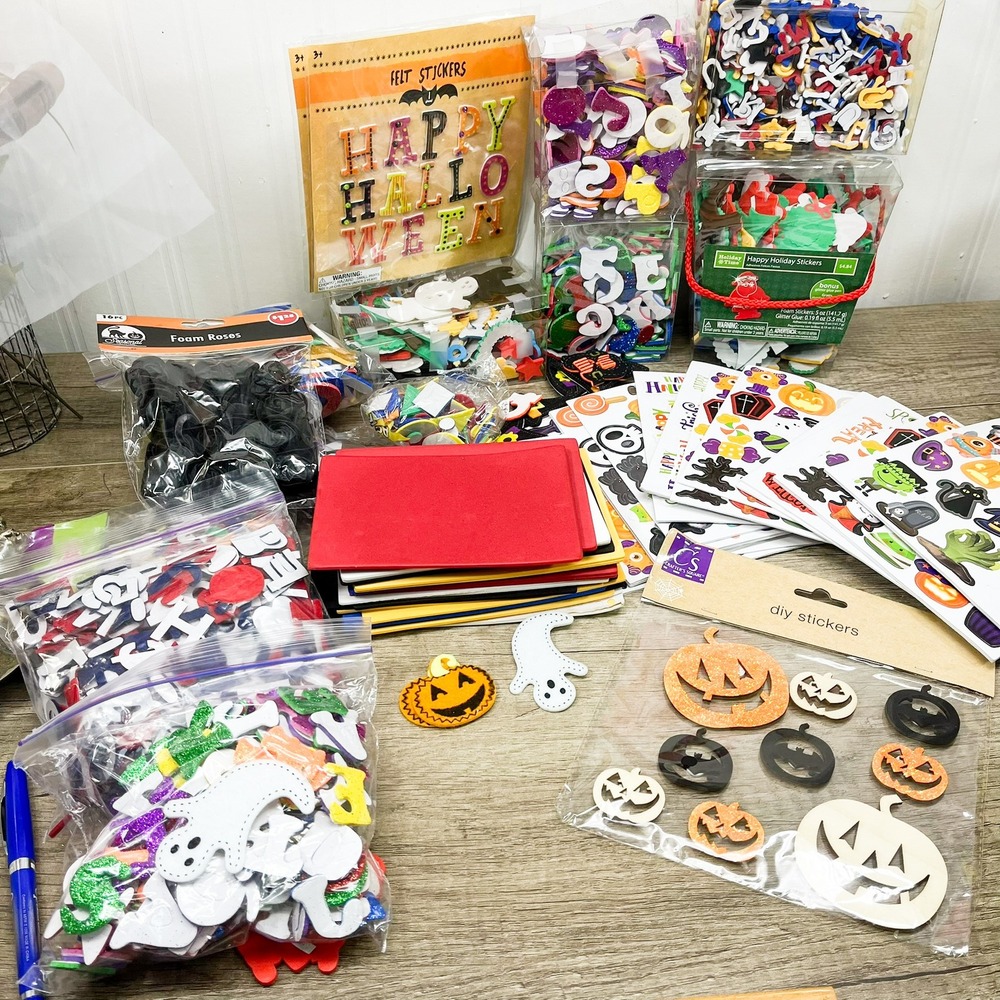 Craft Lot Foam Stickers DIY Embellishments Foam Sheets Halloween and Christmas